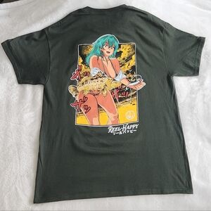 Reel Happy Co Basu Sakana Anime Lum Fishing Graphic Tee Mens Size Large NWT